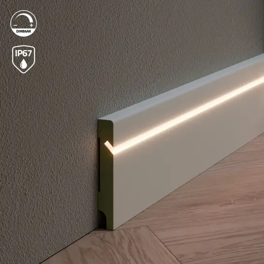 Gladde plint LED FS - MDF v313- 18 x 120 mm Laatste Versie